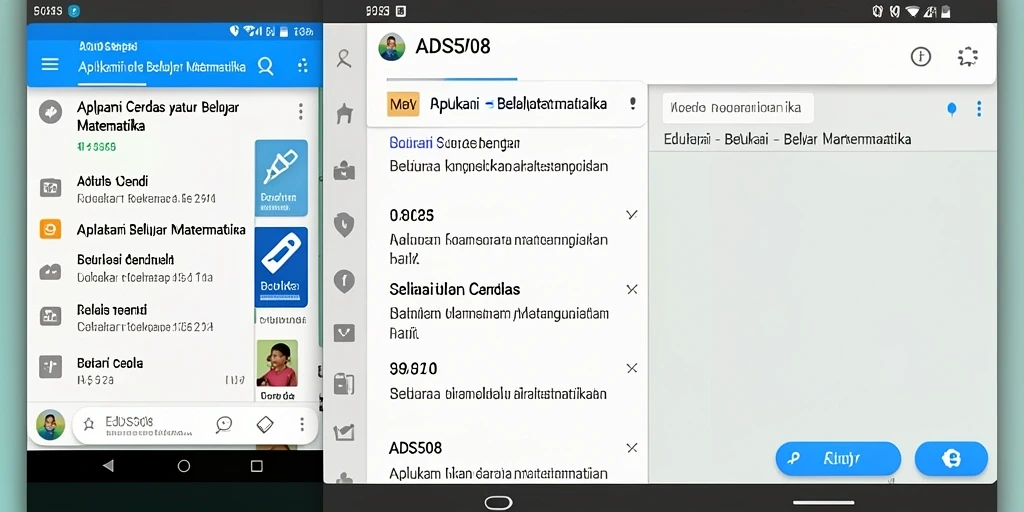 Tampilan antarmuka aplikasi ADS508 untuk belajar matematika dengan fitur interaktif.