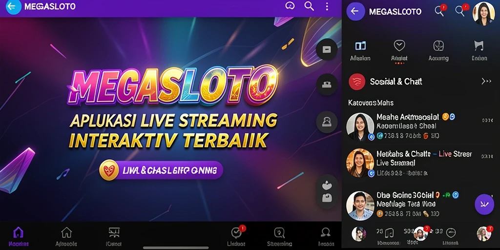 Tampilan antarmuka MEGASLOTO saat sesi Live Streaming dengan interaksi pengguna.