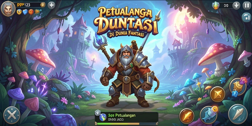 Screenshot utama PP123 menampilkan aksi seru dalam petualangan fantastis.