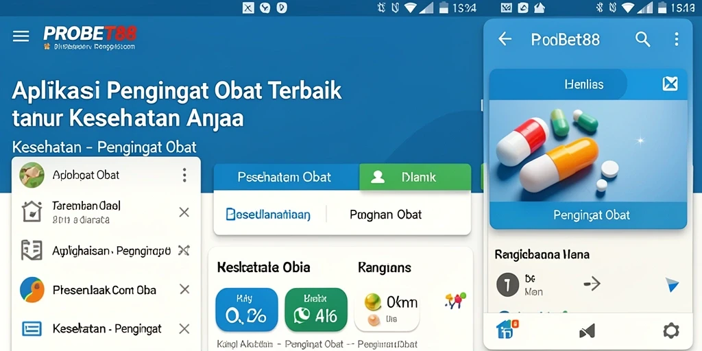 Antarmuka PROBET88 dengan pengingat obat yang jelas dan mudah dipahami.