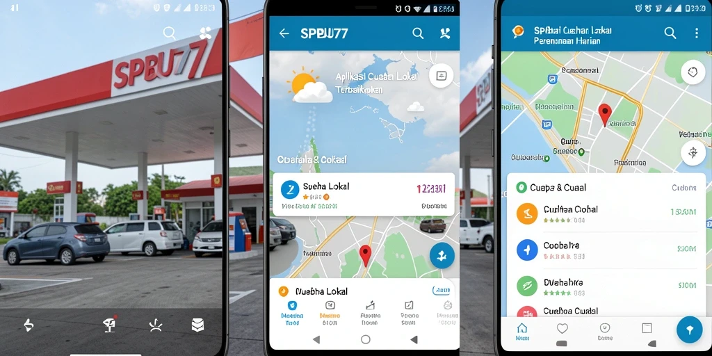 Antarmuka aplikasi SPBU77 yang menunjukkan data cuaca lokal.