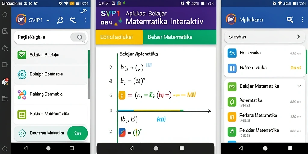 Tampilan antarmuka aplikasi Belajar Matematika yang menarik dan interaktif.