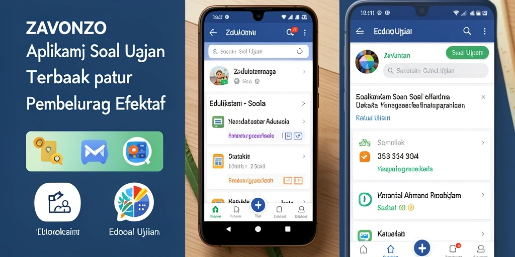 Antarmuka aplikasi ZAVONZO menampilkan soal ujian yang interaktif dan menarik.
