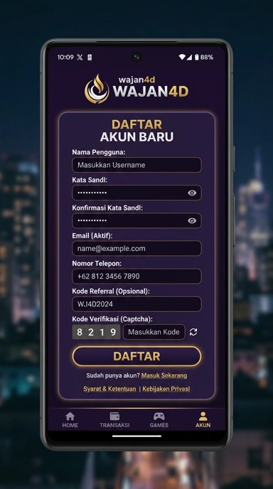 Cara Mudah Registrasi Akun wajan4d untuk Android